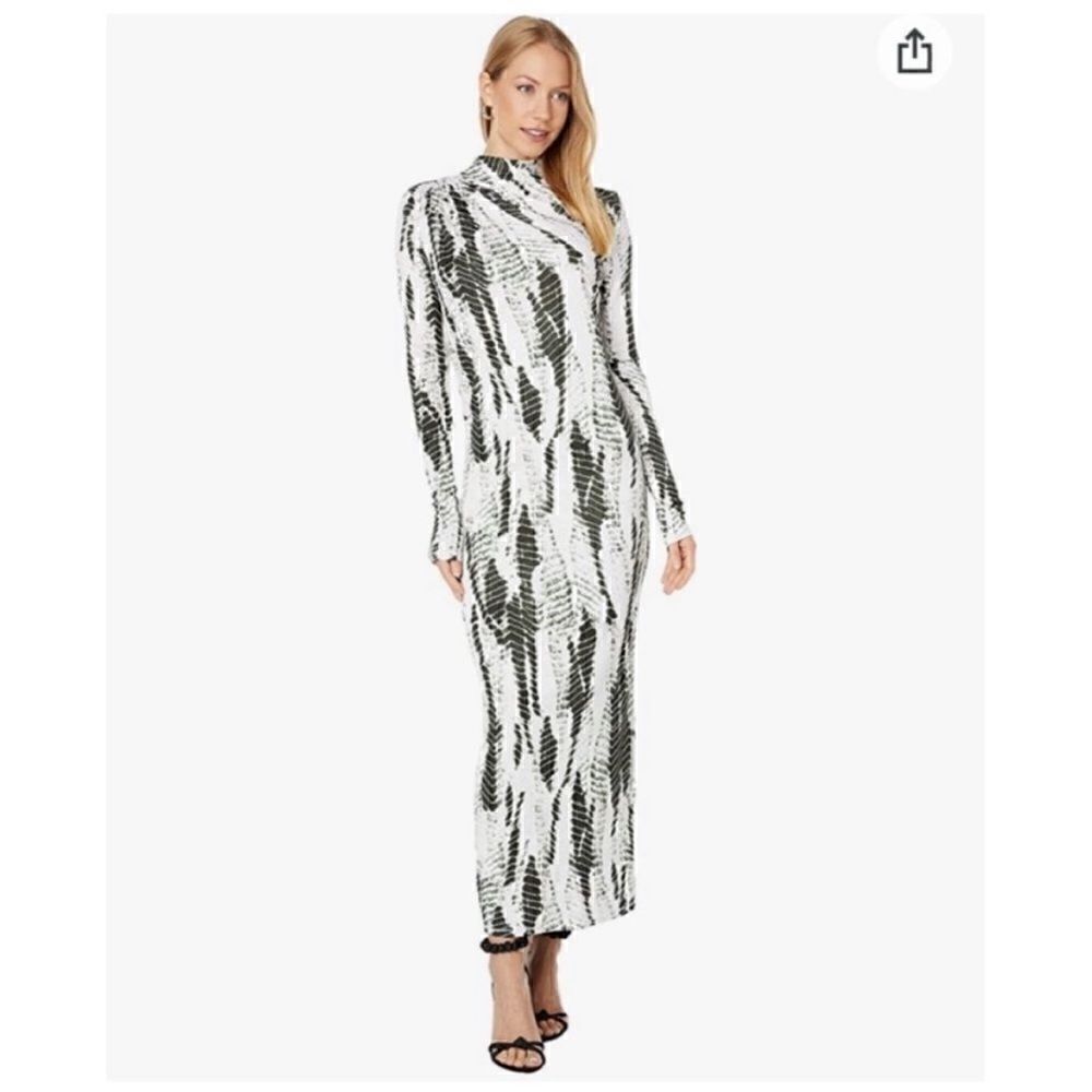 Ted Baker Women’s Size 1 Kyliea Maxi Dress White Black Printed Long Sleeve NWT